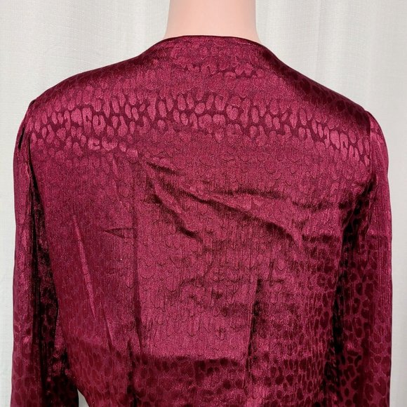 Michael Kors Julia Faux Wrap Ruffle Hem Mini Dress Size M Dark Ruby Cheetah NWT - Picture 5 of 12